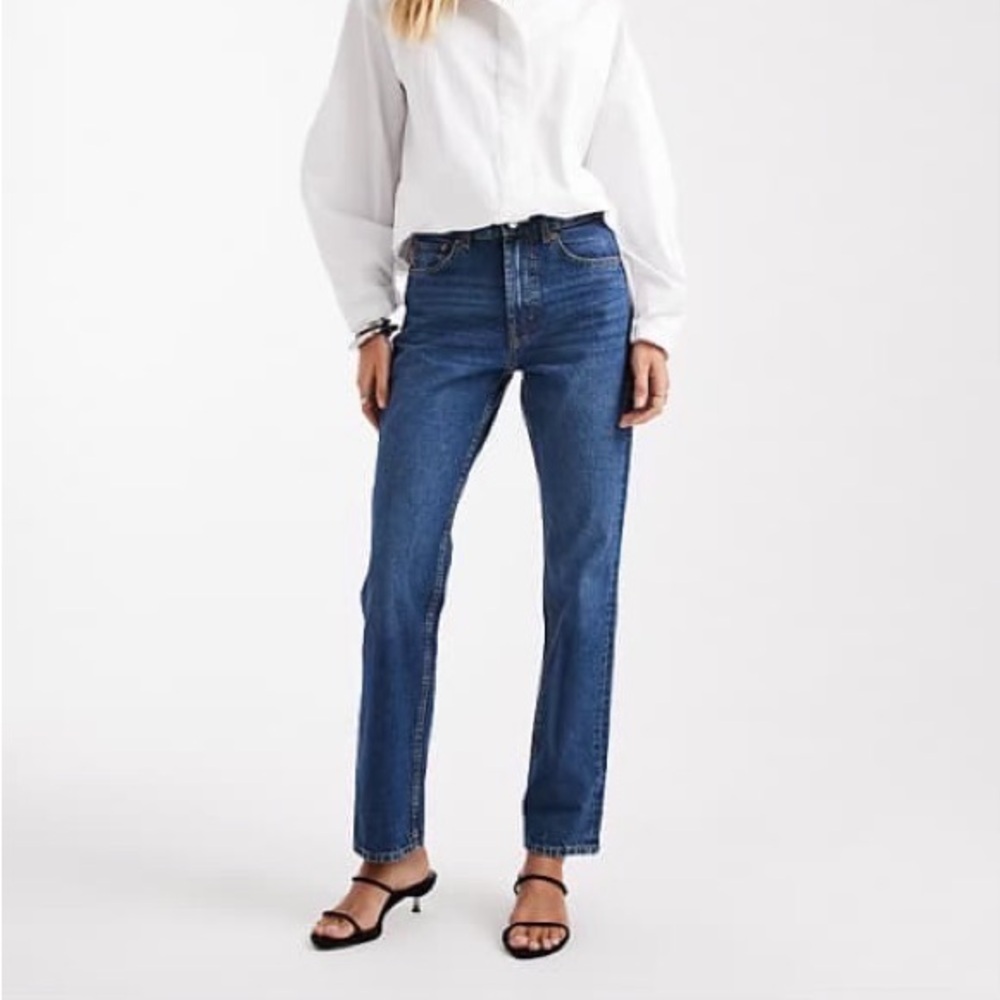 NWOT ASOD Design mid rise straight jeans in dark mid wash